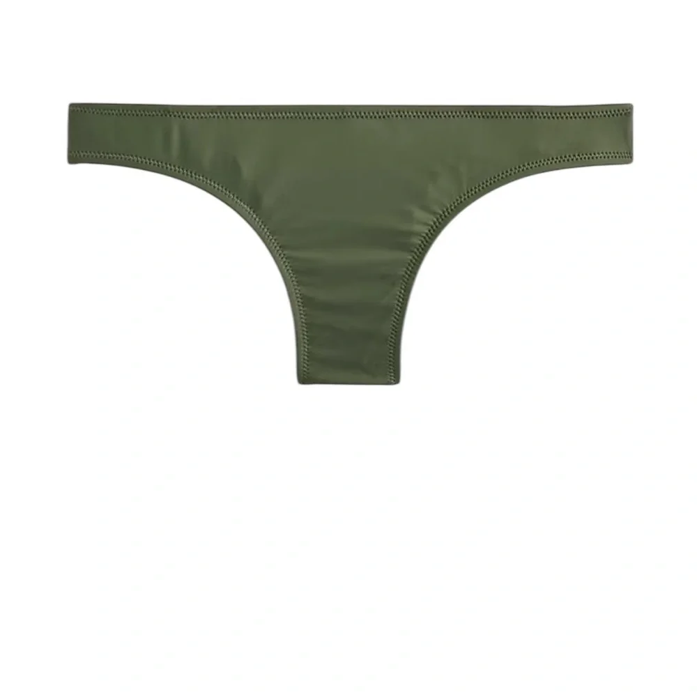 J. Crew Bikini Bottoms Large NWT | Olive Green + Curved Waist | Cheeky Swim Fit